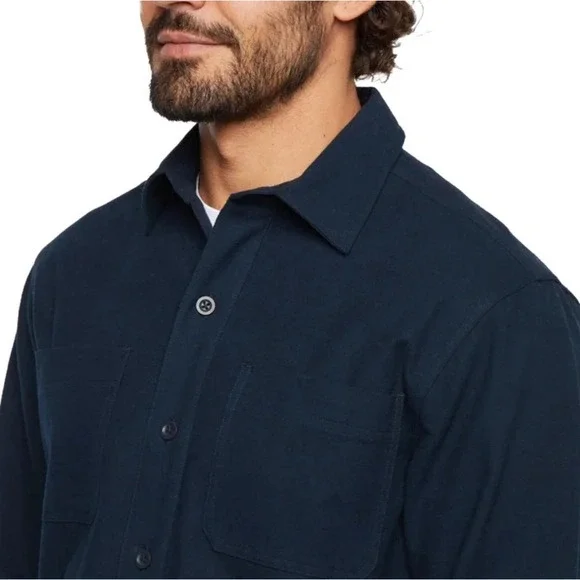 Woolrich Chamois Shirt Men Small 100% Cotton Long Sleeve Button Down Navy NWT - Picture 6 of 10